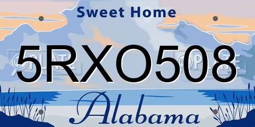 5RXO508 Alabama License Plate