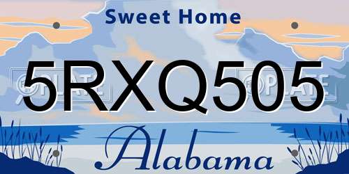 5RXQ505 Alabama License Plate