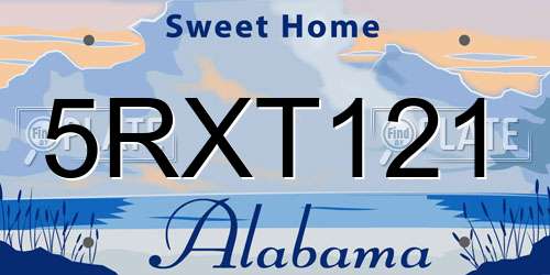 5RXT121 Alabama License Plate