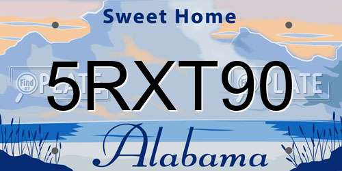 5RXT90 Alabama License Plate