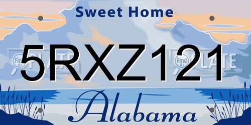 5RXZ121 Alabama License Plate