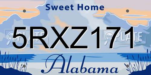 5RXZ171 Alabama License Plate