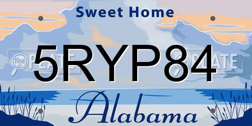 5RYP84 Alabama License Plate