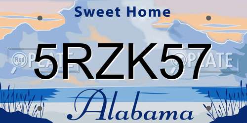 5RZK57 Alabama License Plate