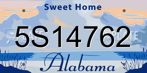 5S14762 Alabama License Plate