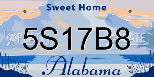 5S17B8 Alabama License Plate