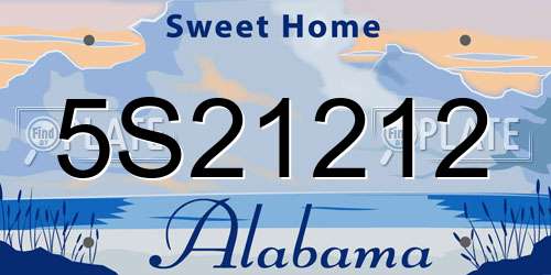 5S21212 Alabama License Plate