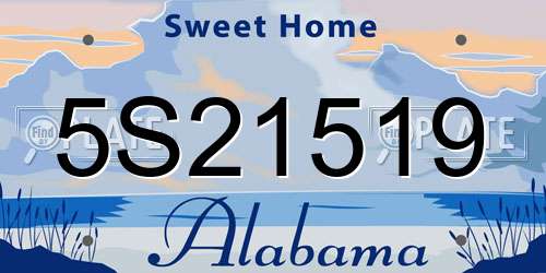 5S21519 Alabama License Plate