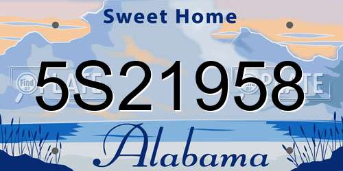 5S21958 Alabama License Plate