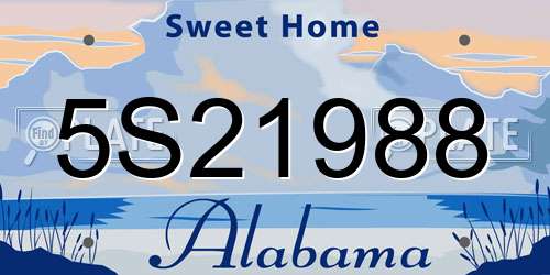 5S21988 Alabama License Plate