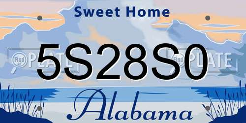 5S28S0 Alabama License Plate