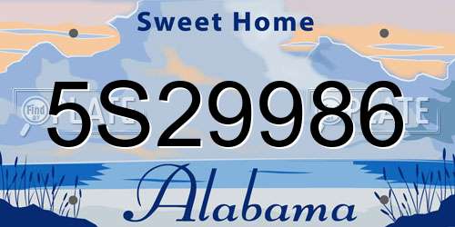 5S29986 Alabama License Plate
