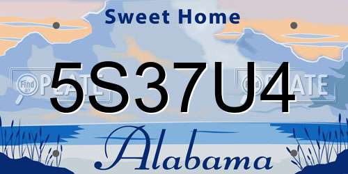 5S37U4 Alabama License Plate