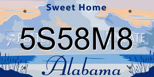 5S58M8 Alabama License Plate