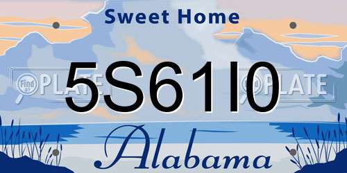 5S61I0 Alabama License Plate