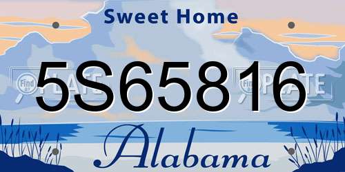 5S65816 Alabama License Plate