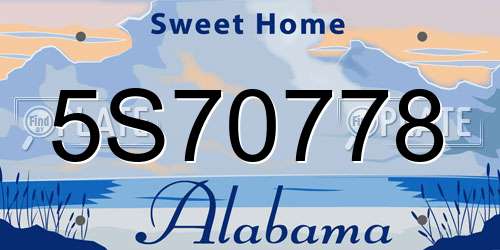 5S70778 Alabama License Plate