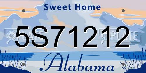 5S71212 Alabama License Plate