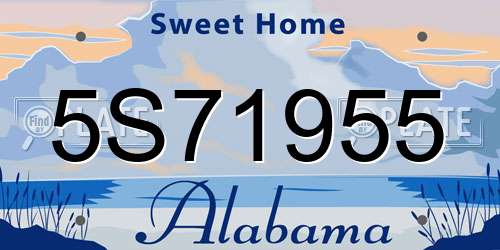 5S71955 Alabama License Plate