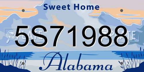 5S71988 Alabama License Plate