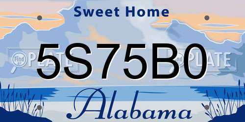 5S75B0 Alabama License Plate