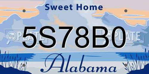 5S78B0 Alabama License Plate