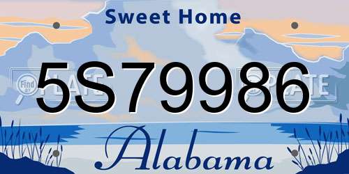 5S79986 Alabama License Plate