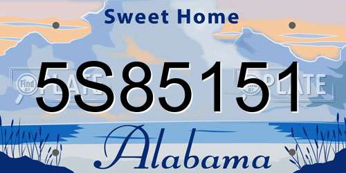 5S85151 Alabama License Plate