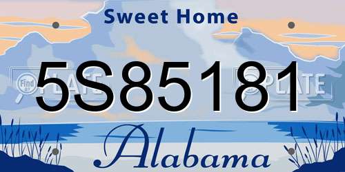 5S85181 Alabama License Plate