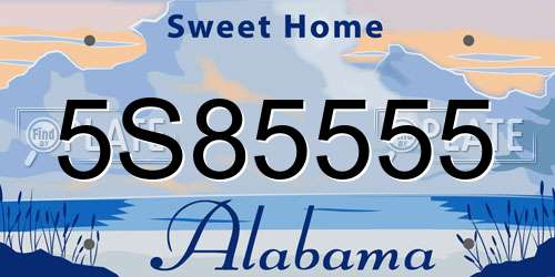 5S85555 Alabama License Plate