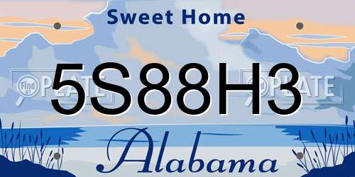 5S88H3 Alabama License Plate