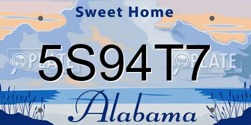 5S94T7 Alabama License Plate