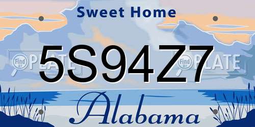 5S94Z7 Alabama License Plate
