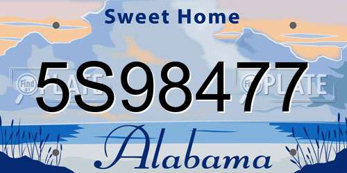 5S98477 Alabama License Plate