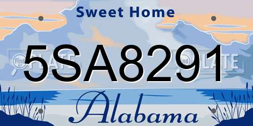5SA8291 Alabama License Plate