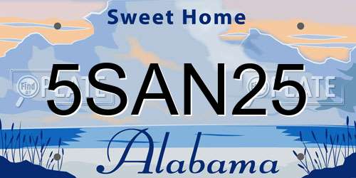 5SAN25 Alabama License Plate