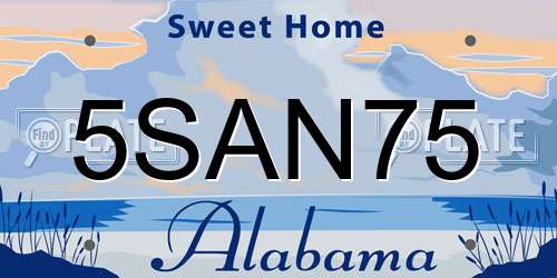 5SAN75 Alabama License Plate