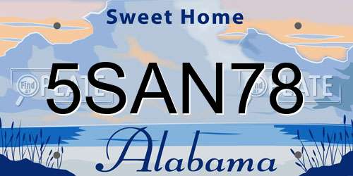 5SAN78 Alabama License Plate