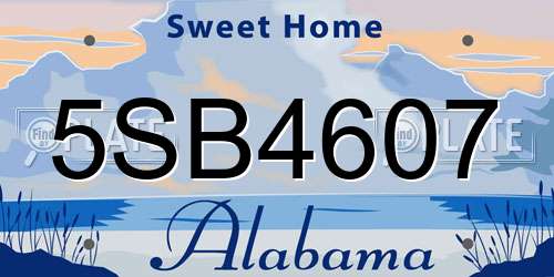 5SB4607 Alabama License Plate