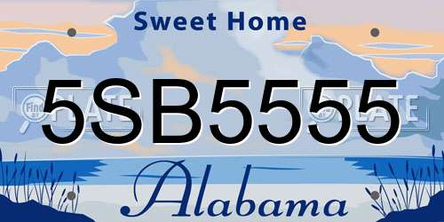 5SB5555 Alabama License Plate