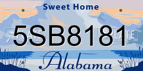 5SB8181 Alabama License Plate