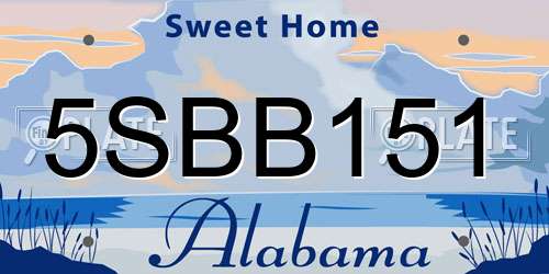 5SBB151 Alabama License Plate