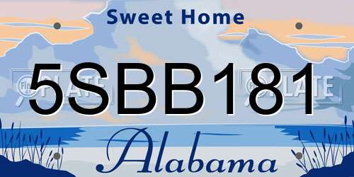 5SBB181 Alabama License Plate
