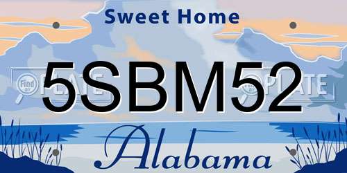 5SBM52 Alabama License Plate
