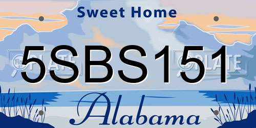 5SBS151 Alabama License Plate