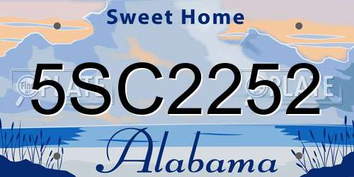 5SC2252 Alabama License Plate