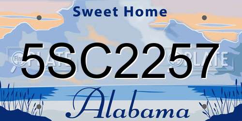 5SC2257 Alabama License Plate