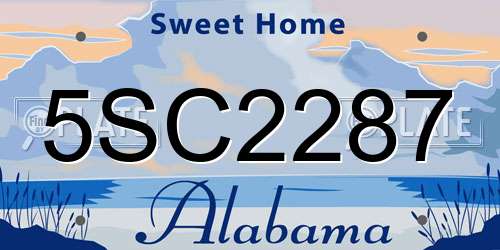 5SC2287 Alabama License Plate