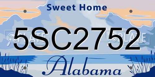 5SC2752 Alabama License Plate