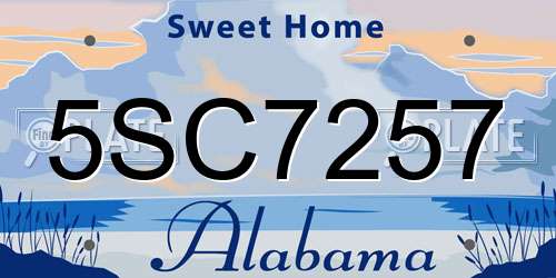 5SC7257 Alabama License Plate